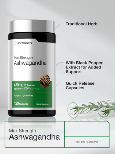 Horbäach Ashwagandha Supplement | Max Strength | 120 Capsules