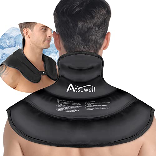 Neck Ice Pack Wrap for Neck & Shoulder Pain Relief, Black | Relief Soreness, Tension & Stiffness, Reusable Gel Cold Therapy, Soft Plush Lining, Hands-Free Wrap for Home, Gym Relaxtion