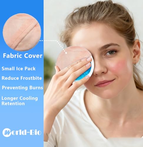 Small Round Ice Packs for Face (5 Pack) - Reusable Hot Cold Compress with Soft Fabric Sleeve, Stays Flexible When Frozen for Wisdom Teeth, Eye Surgery, Migraine, Facial Swelling & Dental Recovery