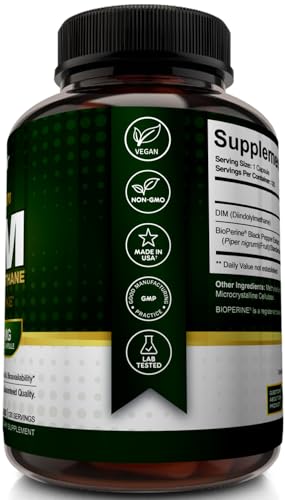 NutriFlair DIM 400mg with BioPerine, 120 Capsules - High Potency Diindolylmethane Supplement - for Men & Women - Vegan, Non-GMO - 4 Month Supply