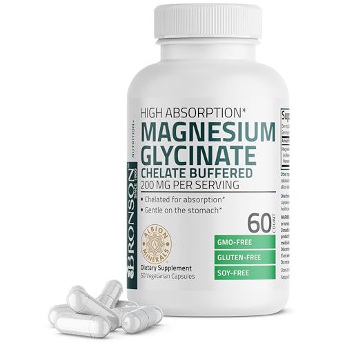 Bronson Magnesium Glycinate 200 MG Chelated High Absorption, 60 Capsules