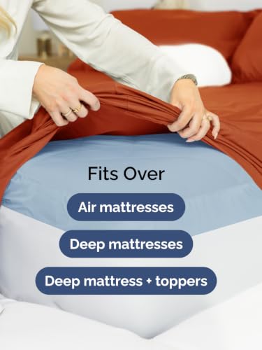 Extra Deep Pocket Queen Size Sheet Set - Breathable & Cooling - Terracotta