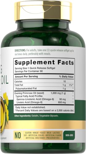 Carlyle Evening Primrose Oil Supplement 1000mg | 80 Softgel Capsules