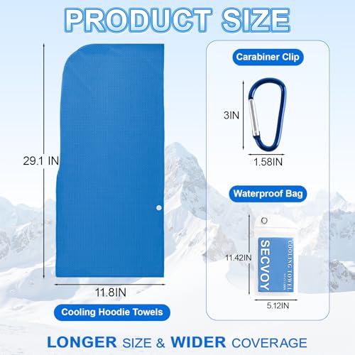1 Pack Cooling Hoodie Towels for Neck and Face, UPF 50 Sun Protection & Instant Cooling Towels for Hot Weather, Soft Breathable Towel for Work Out, Sport, Gym, Camping & More Activities