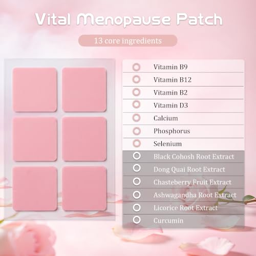 Vital Menopause Patches - Hot Flash & Night Sweat Support - 30ct | Plant-Based Formula with Black Cohosh, Chasteberry & Ashwagandha. Promotes Gentle Hormonal Balance & Calm Mood.