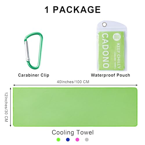 CADONO 4 Pack Cooling Towel (40"x12"), Soft Breathable Chilly Towel, Ice Towel, Microfiber Towel for Yoga, Sport, Running, Workout,Gym, Camping, Fitness, Workout & More Activities(Multicolor)