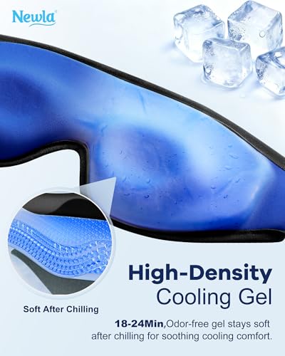 Cooling Gel Eye Mask for Puffy Eyes, Larger Full-Eye Contour Cold Compress | Ice-Cold Gel Therapy, Forehead & Upper Cheek Cooling Relief, Reusable Ice Pack for Eyes, FSA Eligible Items HSA, Black