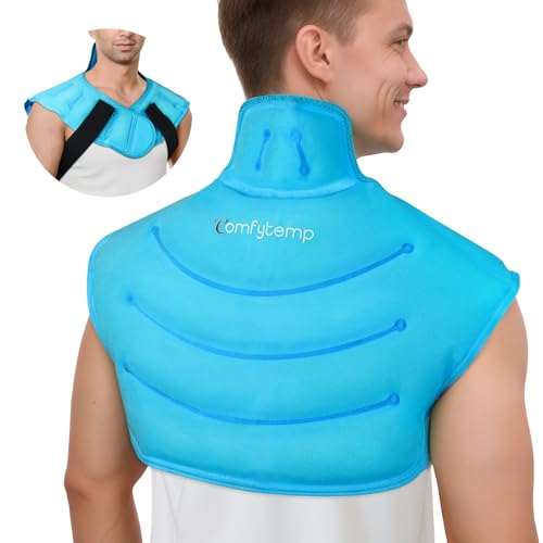 Comfytemp Large Ice Pack for Neck Shoulders Upper Back Pain Relief | FSA Eligible HSA, Reusable Gel Ice Pack Hot Cold Compress Recovery for Neck Shoulder Upper Back, Rotator Cuff (Large, Blue)