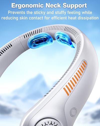 Portable Neck Fan - Rechargeable Personal Fan with Neck Support, 5000mAh, 5-Speed Quiet, Lightweight Long Lasting Bladeless Fan, Wearable Cooling Fan for Hot Flashes, Travel, Gifts for Men Women