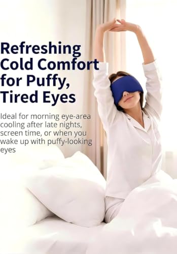 Cooling Gel Eye Mask for Puffy Eyes, Migraine & Headache Relief, Full Eye-Area Cold Compress for Eyes & Temples, FSA Eligible HSA Reusable Eye Ice Pack for Swelling & Post-Surgery Recovery