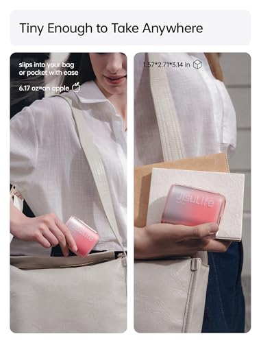 JISULIFE Portable Neck Fan 100 Speeds 40000RPM, Wearable Waist Clip on Fan | 16H Runtime, 4500mAh USB Rechargeable & LED, Personal Mini Cooling Fan, Gift for Women Outdoor/Travel/Camping/Vacation-Pink