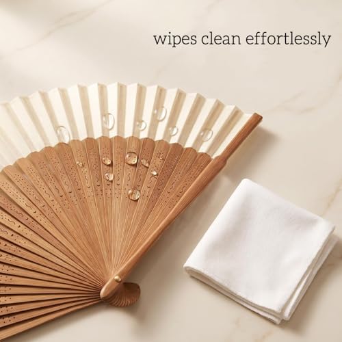 Hand Held Fan for Women Japanese Vintage Bamboo for Hot Flashes, Summer Cooling, Festivals, Church, Dancing,Performance, Gift,White