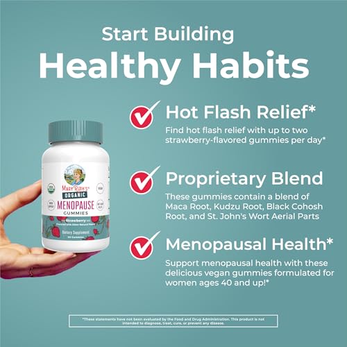 MaryRuth's Organic Menopause Support Gummies, Black Cohosh, 30 Servings | Mood Support, Hot Flash Relief, Maca Root, Black Cohosh, USDA Organic