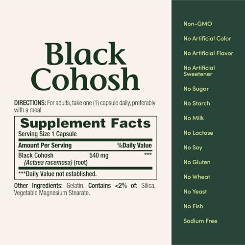 Nature's Bounty Black Cohosh Root Supplement, 540 mg, 100 Capsules