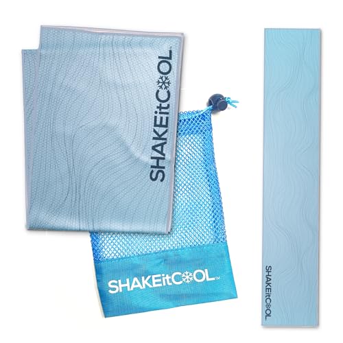 Original Cooling Towel – Be Cool in Style - Heat Relief, Soft, Lightweight, Sun Protection, Easy Clean - Perfect for Biking, Running, Yoga, Gym, Gardening - Blue Wave