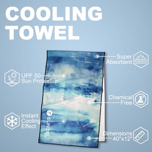 Eunzel Cooling Towel, Ice Towel for Neck, Soft Microfiber Chilly Towel Stay Cool for Sports, Yoga, Running, Gym, Workout, Biking, Camping & Outdoor Activities 40"x12"