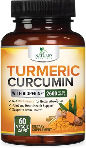 Turmeric Curcumin Supplement - 2400mg Organic Turmeric - 95% Curcuminoids & BioPerine Black Pepper Extract for Best Absorption - Natural Vegan Joint & Immune Support, Bottled in USA - 60 Capsules