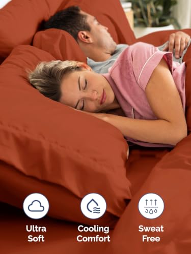 Extra Deep Pocket Queen Size Sheet Set - Breathable & Cooling - Terracotta