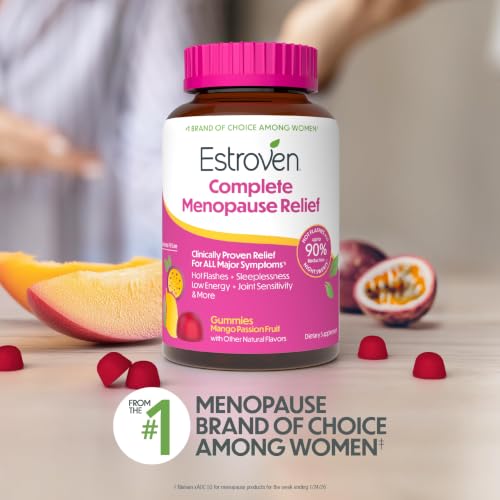 Estroven Complete Gummies Menopause Relief Supplement for Women, 30 Count | Mango Passionfruit, Hot Flash & Night Sweat Relief*, Perimenopause Support Hormone-free, Drug-free Rhapontic Rhubarb, 1 Daily