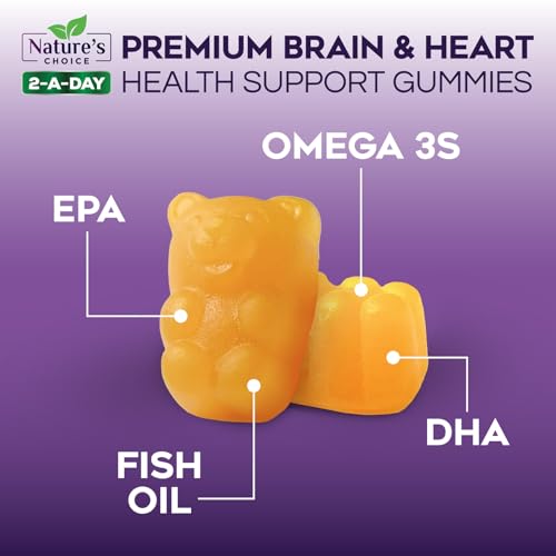 Omega 3 Fish Oil Gummies - Triple Strength Omega3 Gummy - DHA & EPA Fatty Acids for Heart Health, Joint & Brain Support, Nature's High Absorption Omega Fish Oil Supplement, Orange Flavor- 60 Gummies