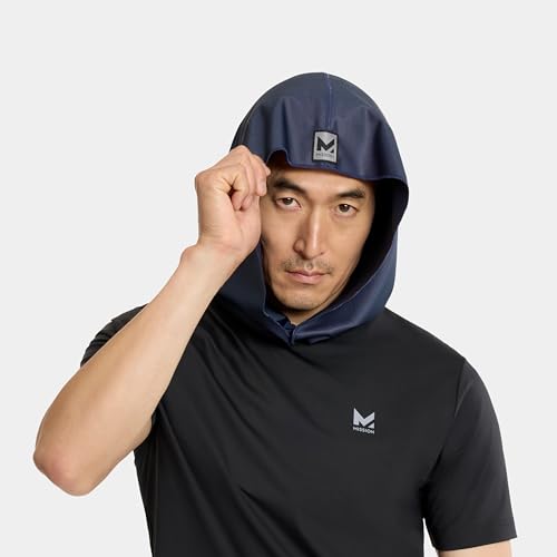 MISSION Max Plus Cooling Hoodie Towel- Hood Towel, Cools Instantly When Wet, UPF 50 Sun Protection, Contours Your Head to Stay in Place, Great for Sports, Fitness, Gym (Navy)