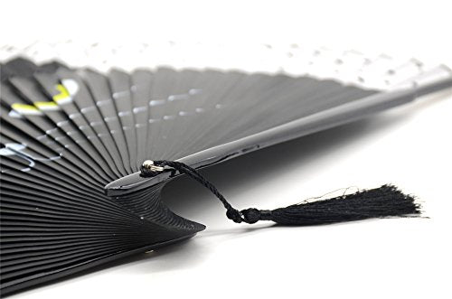 OMyTea Hand Fan Foldable for Women, Japanese Chinese Folding Fan, Black Cat