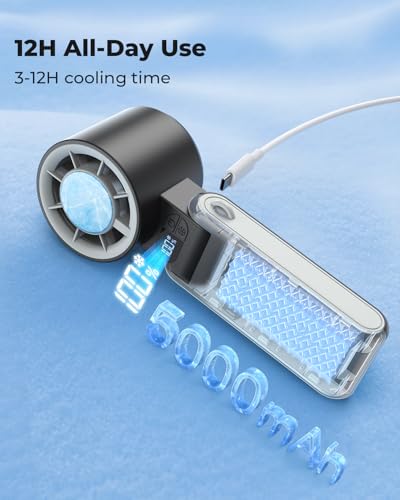 MORECORE Portable Handheld Fan with Ice Cooler, [Instant Chill to 50℉], Gifts for Men Mom Women Grandma Girl Her Hot Flash, 5000mAh Portable Cooling Fan, Camping/Cruise/Travel Essentials 2026