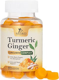 Turmeric Curcumin Supplement Gummies - 95% Curcuminoids with Turmeric & Ginger, Black Pepper for Best Absorption, Nature's Vegan Joint Support Gummy, Gluten Free, Tasty Peach Flavor - 60 Gummies