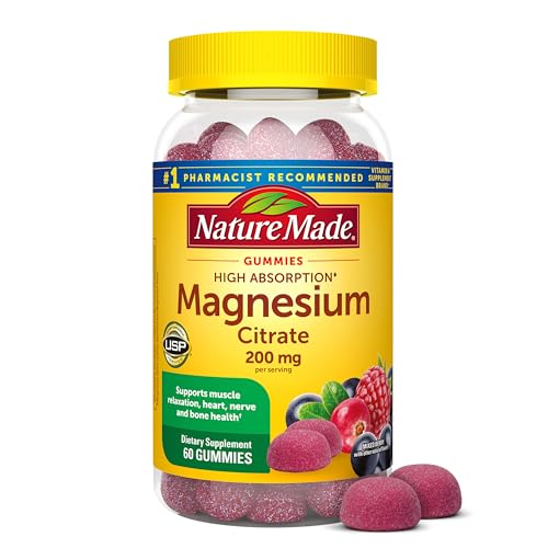 Nature Made High Absorption Magnesium Citrate 200mg per Serving, 60 Gummies