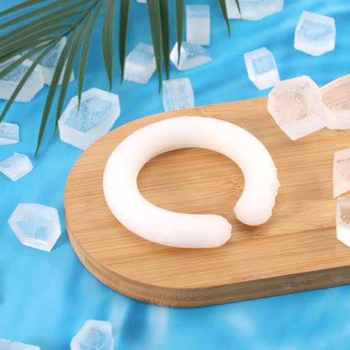 2pcs Wrist Cooling Tubes, 3.74in Diameter Reusable ICY Wrist Pack Cooling Bracelet Wearable Wristband Ring for Hot Weather Summer Outdoor Indoor Heat Dissipation(White)