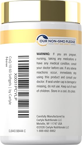 Carlyle CoQ10 200mg Softgels | 60 Count | with Black Pepper