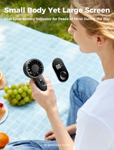 Aecooly Mighty Portable Fan, Powerful Handheld Fan, USB Rechargeable | [10H Max Cooling Time], Mini Personal Battery Powered, Pocket for Travel, Summer, Gifts for Women, Girls -Black
