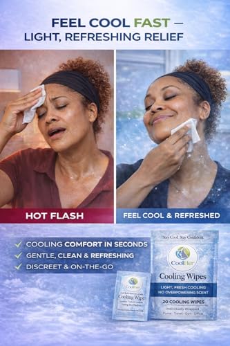 Cooling Wipes for Women – Individually Wrapped Travel Wipes for Hot Weather, Outdoor Activities & Hot Flash Comfort – Refreshing Body Wipes (20 Count)