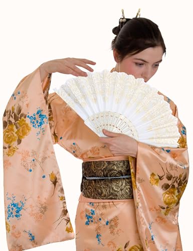 EOSAU Hand Fan Foldable, Decorative Folding Fans for Women, White | Lightweight & Portable, Handheld Chinese Fan, Cooling Tool for Hot Flash, Church, Party, Wedding, Dancing, Inoor and Outdoor