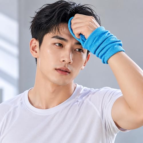 Cupro Cooling Wristband, Wrist for Hot Flashes & Menopause, Ice Wristband for Athletes, 20x30cm Blue