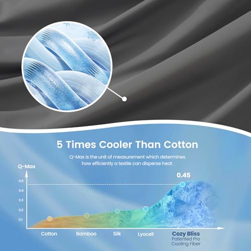 Cozy Bliss Cooling Comforter Twin Size x Sorona® Viscose Natural Fiber, Reversible Silky Smooth Cooling Blanket with Q-Max＞0.45 for Hot Sleepers & Night Sweats, Charcoal Grey, 68"x90"