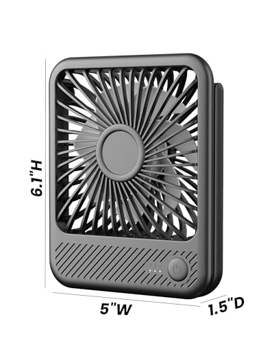 Koonie USB Desk Fan, Strong Wind Ultra Quiet Small Mini Fan | 180° Tilt Folding & 3 Speeds Adjustable, USB-C Corded Powered Personal Fan for Office Desktop Bedroom, Black, NO BATTERY