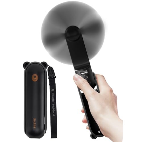 JISULIFE Handheld Fan 8 Plus: 40H Cooling & 4500mAh PowerBank & Flashlight | USB Rechargeable, Portable Pocket Size for Travel, Makeup, Concerts, Summer Gifts for Women(Black)