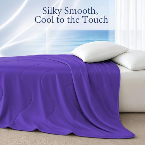 Cooling Comforter for Hot Sleepers, Queen 90x90, Lavender | Cooling blanket feel, Q-Max >0.4 cool touch, double-sided cooling, Sorona fill, for night sweats, lightweight & breathable