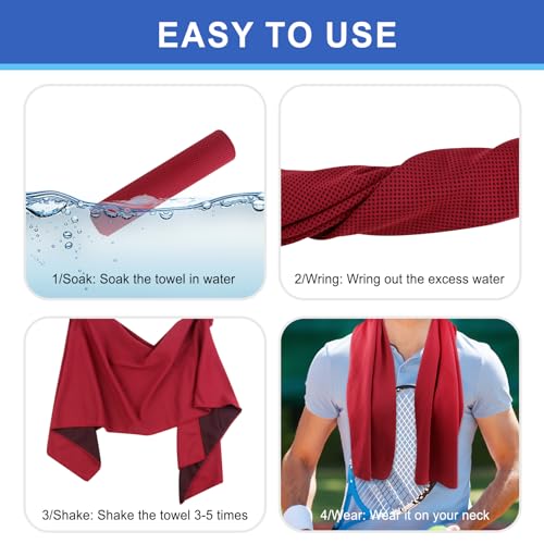Pallesen Cooling Towel, Cooling Towels for Neck and Face, Cooling Towels for Hot Weather, Sports Cooling Towels, Cooling Towels for Yoga, Running & Gym, 5-Pack, 40" x 12", Random Color