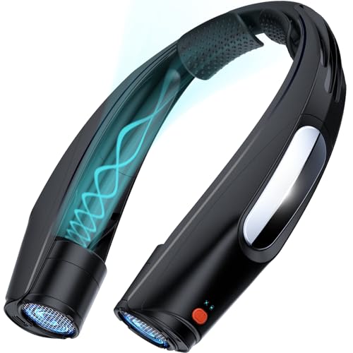 ZEEFO Portable Neck Fan, Hands Free Personal Fan- 6000mAh Battery Operated, USB Rechargeable Fan with 6 Adjustable Speeds, Cooling Wearable Fan for Home, Office, Outdoor, Trave-Black