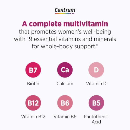 Centrum Complete Multivitamin Supplement, 30 Count | Hot Flash Support Menopause Support Tablets, with Clinically Studied geniVida, Gluten Free, Non-GMO Ingredients