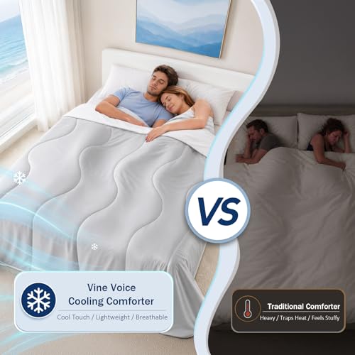 Cooling Comforter for Hot Sleepers, Queen 90x90, Lavender | Cooling blanket feel, Q-Max >0.4 cool touch, double-sided cooling, Sorona fill, for night sweats, lightweight & breathable