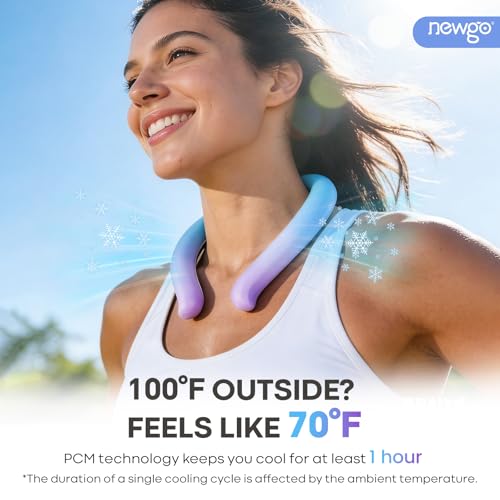 NEWGO Neck Cooling Tube, Neck Cooler for Summer, Blue Purple Mix,1 Pack | Hands-free Wearable Cooling, Reusable Ice Ring for Gardening, Menopause Hot Flashes, and Outdoor Sports