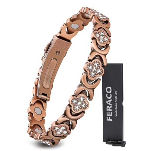 Feraco Pure Copper Bracelets for Women, Ultra Strength Magnetic Bracelet