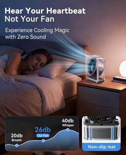 DIGIX Portable Desk Fan for Bedroom, 100 Speeds, 90° Rotation, Rechargeable | Quiet Turbo Table Fan with LED Display. Portable USB Personal Cooling Fan for Office, Home, Travel & Camping