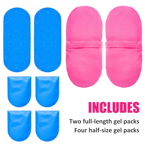 Reusable Cold Therapy Socks, Ice Pack for Feet Heels Injuries Swelling, Cold Pack Socks for Feet, Therapy Socks for Plantar Fasciitis, Neuropathy Chemotherapy, Pain Relief for Foot Ankle (Pink)