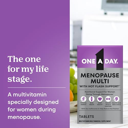 One A Day Women's Menopause Multivitamin, Menopause Support, 50 Count | Soy Isoflavones for hot flash support (3), Convenient daily tablet, For women 50+