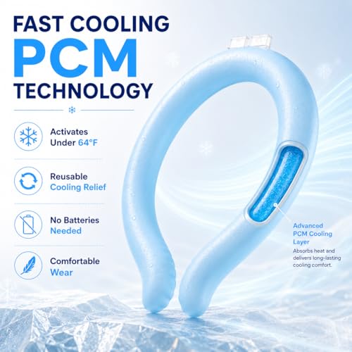 Neck Cooling Tube for Summer Heat Relief, 2 Pack, Reusable Ice Cooling Ring, Wearable Collar for Sports, Outdoor Work, Travel and Hot Flashes, Pink and Blue