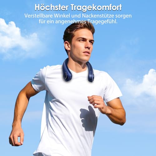Portable Neck Fan with Neck Support, 5 Speeds, Lightweight, Rechargeable Personal Hands Free Wearable Neck Fans that Blow Cold Air for Hot Flashes, Disneyland, Travel Essentials, Gifts for Men Women